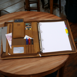Étui d'écriture en cuir A4 - Dossier de conférence - Dossier de documents A4 - Pochette pour tablette et pochette pour ordinateur portable - Classeur à anneaux amovible