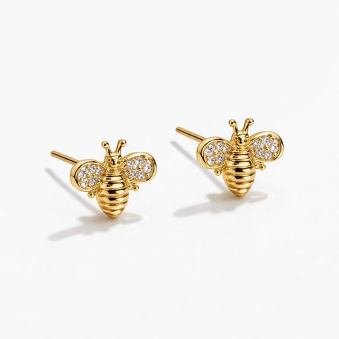 Bee Love – Bee stud earrings with zircons