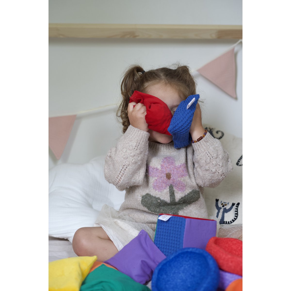 Pittenzakjes regenboog, sensory bean bag rainbow, kirschkernkissen regenbogen