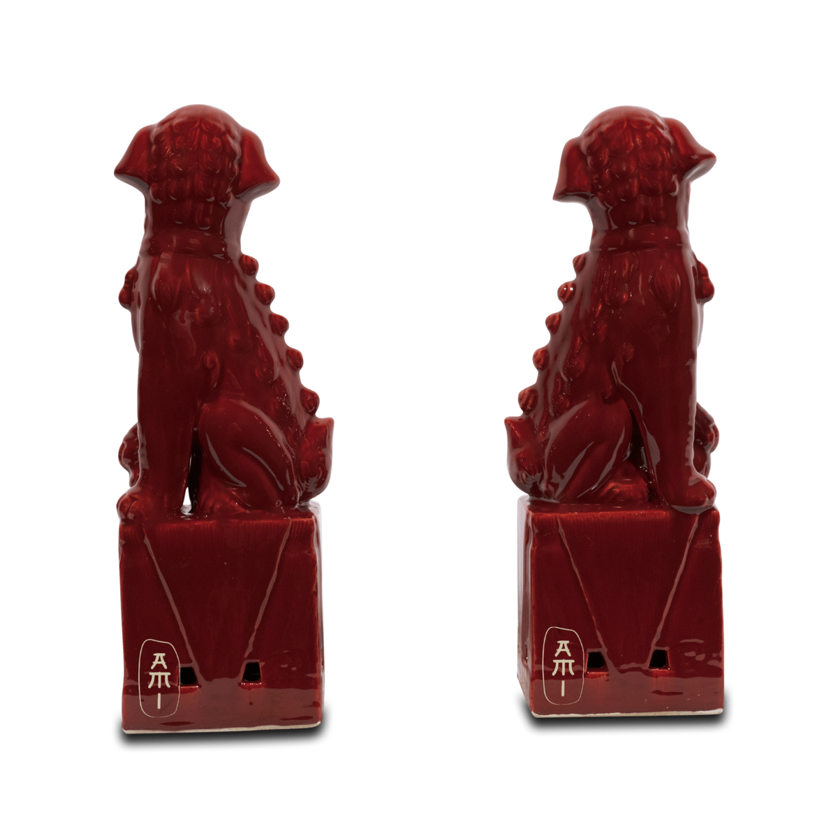 Red fu dog set