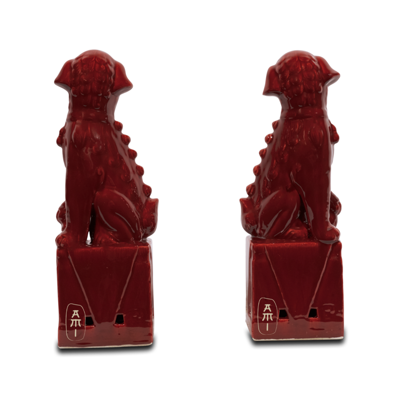 Red fu dog set