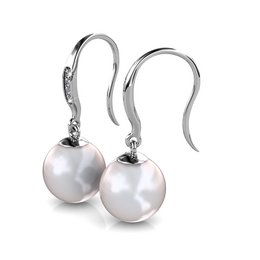 Pearl Hook Earrings - Silver and White