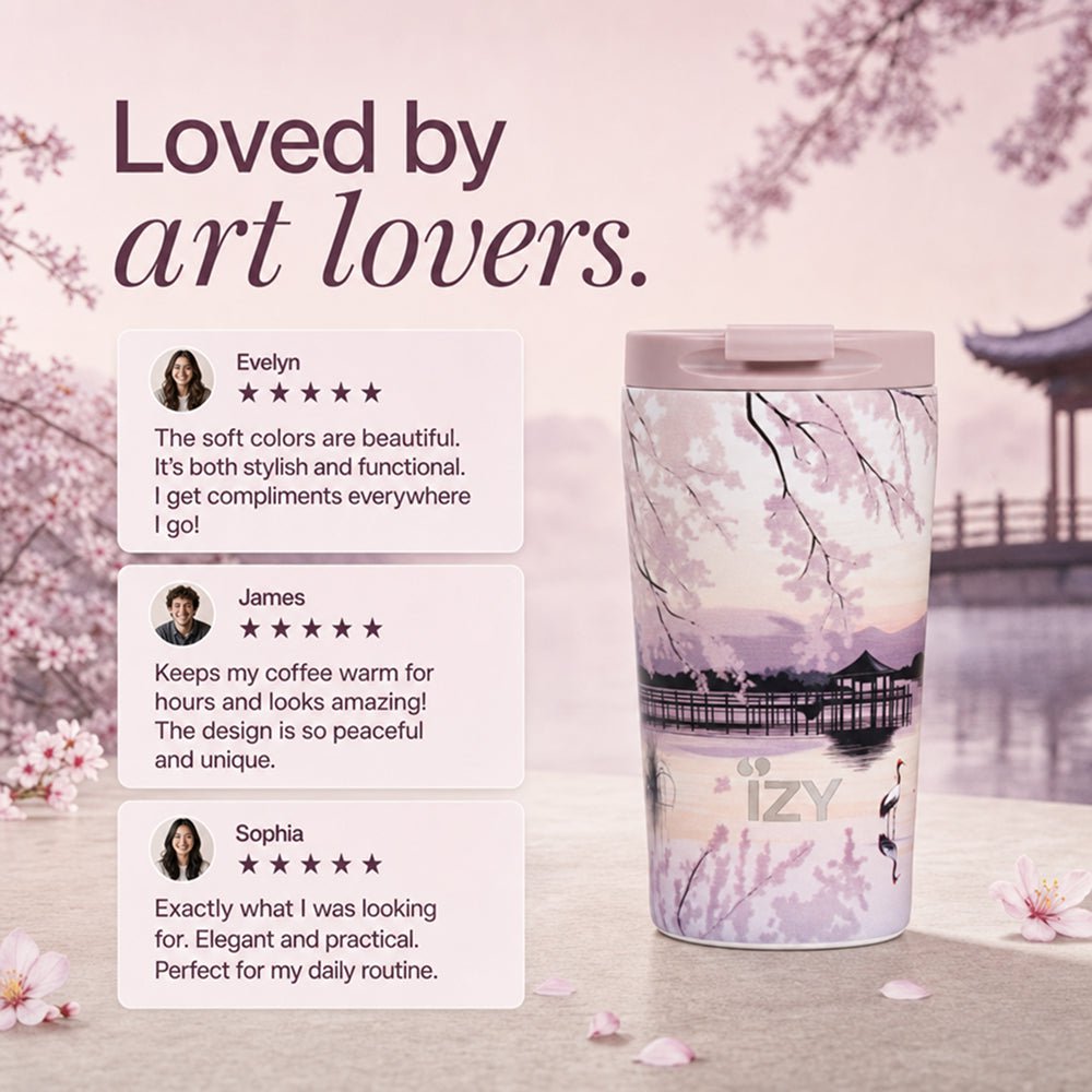 IZY Thermos Mugs - Sunset Lake - 350ML To-Go Insulated Coffee mug