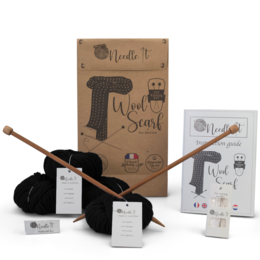 NEEDLE IT® Knitting Kit for Adult Beginners Complete with Knitting Needles - DIY Knitting Wool Scarf - Gift Idea (Black)