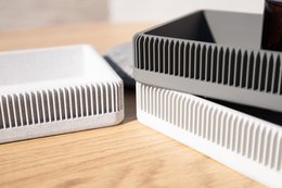 Sleek Rectangular Cool Tone Trays - Modern Ribbed Design, Perfect for Desk, Entryway, Coffee Table, or Home Organization Needs