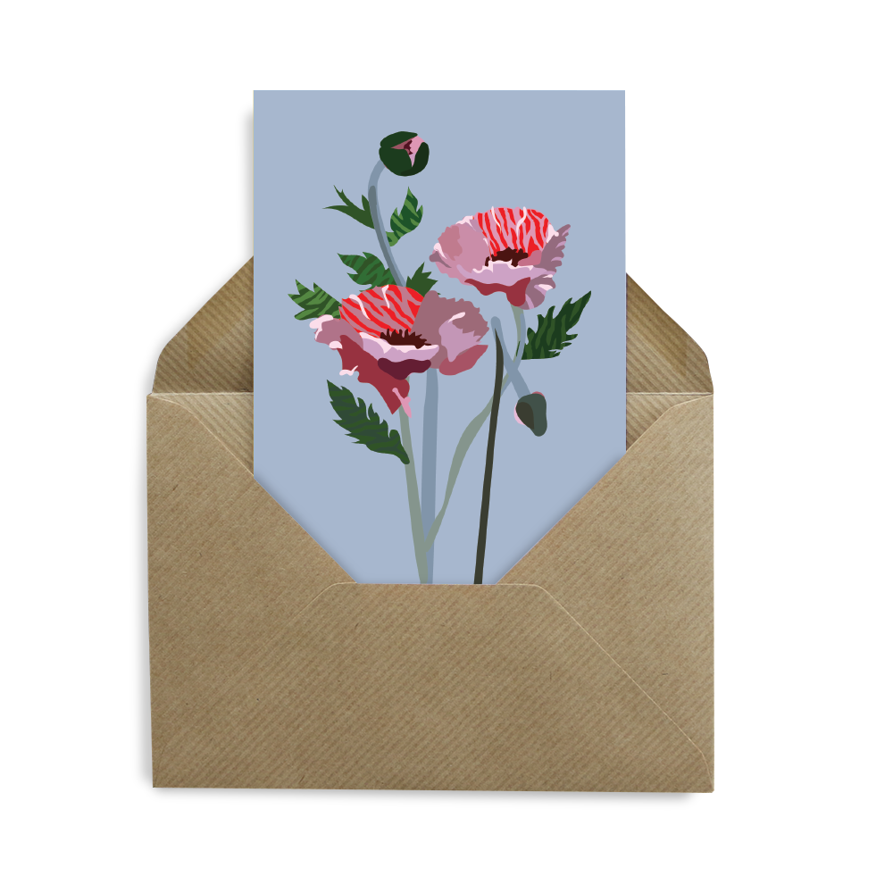 Blumenpostkarte - Mohn