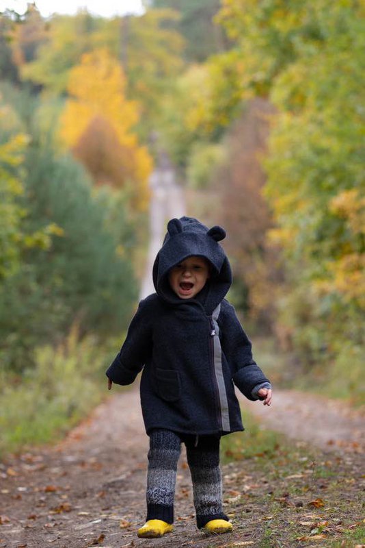 baby 100% merino uldjakke grå