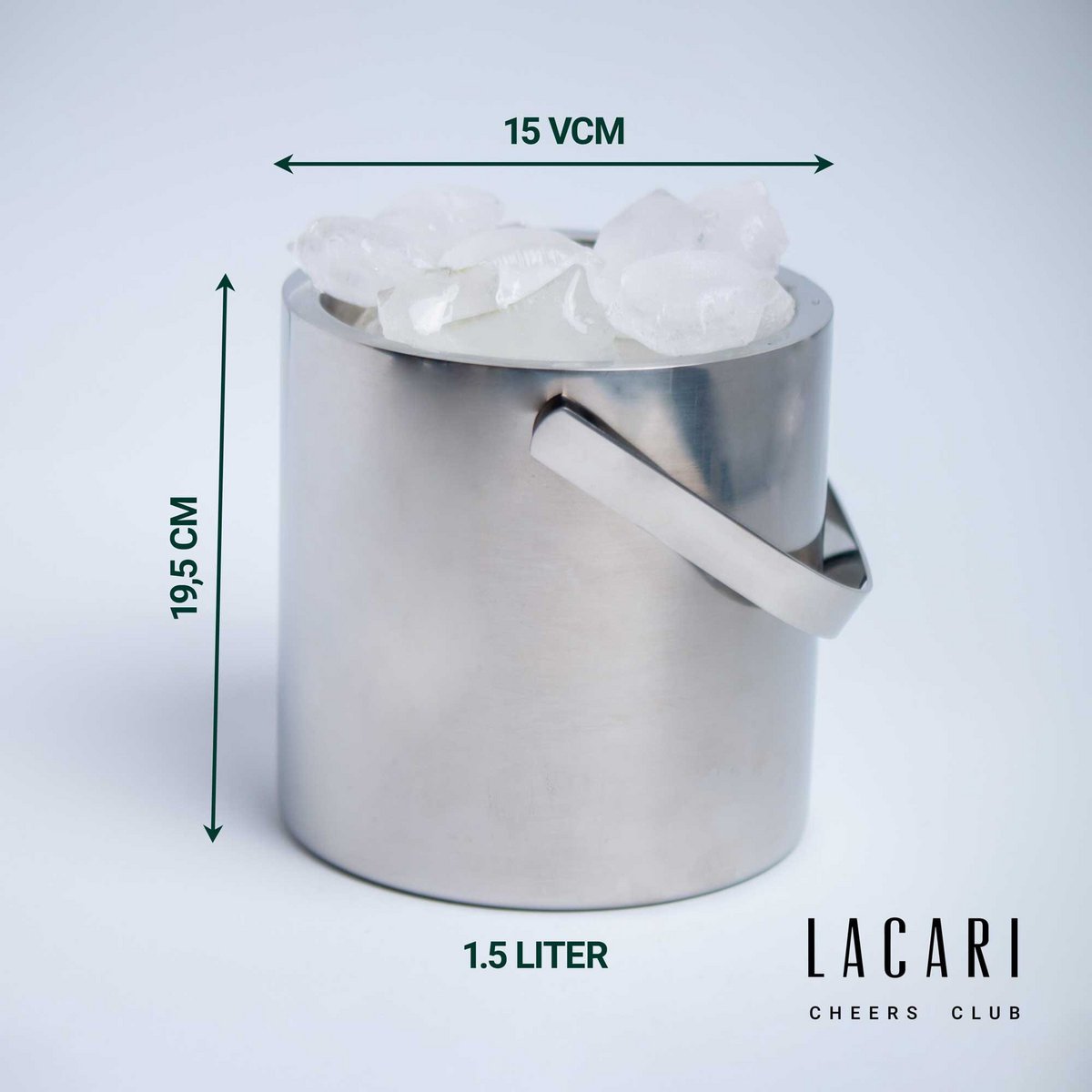 Cubitera: recipiente para hielo de acero inoxidable con tapa | Para 30 cubitos de hielo | Capacidad de 1,3 litros.