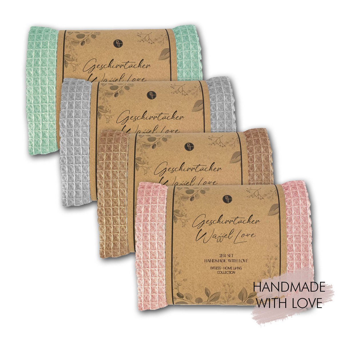 Tea towels Waffle Love set of 2