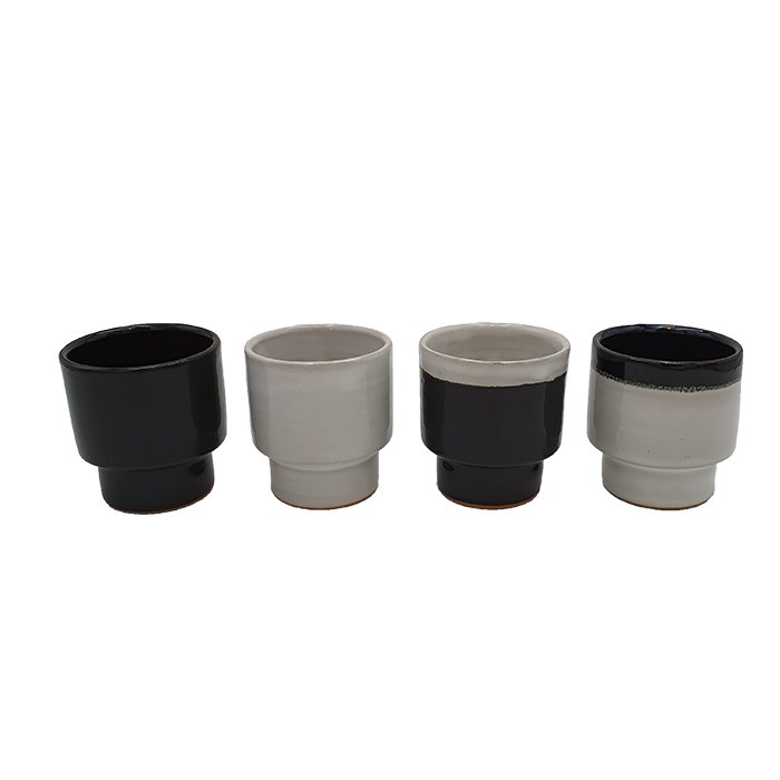 Tassen-Kerzenhalter-Topf Wide 2tone weiß mit schwarzem Rand 200-039