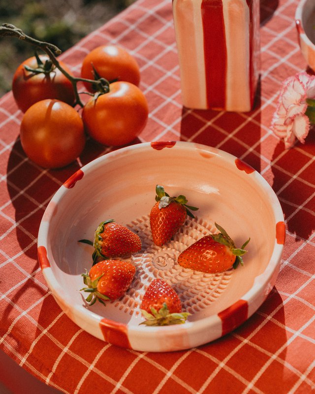 Grattugia per aglio in ceramica - Rosa e rosso - Grande tesoro