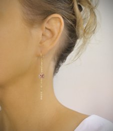 18K gold plated earrings with light amethyst crystal balls