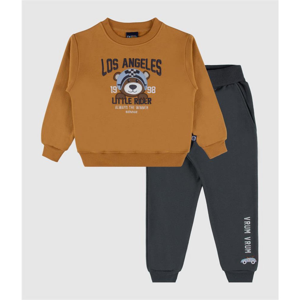 Verspieltes besticktes Winter-Fleece-Trainingsanzug-Set