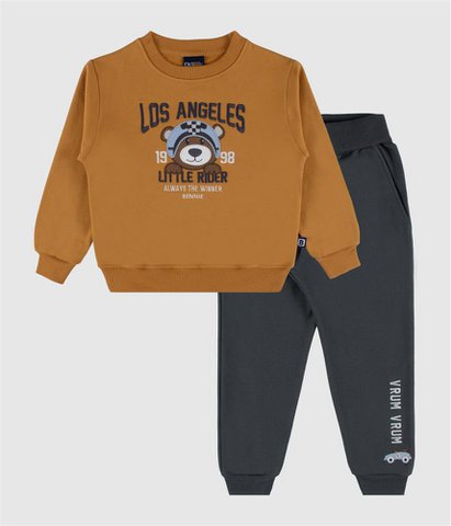 Playful Embroidered Winter Fleece Tracksuit Set
