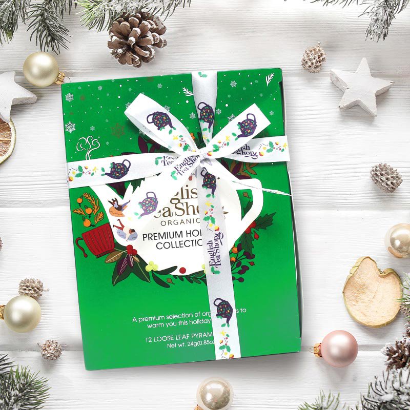 ETS - Tee Geschenk mit Schleife "Holiday Collection, Grün", BIO, 12 Pyramiden-Beutel