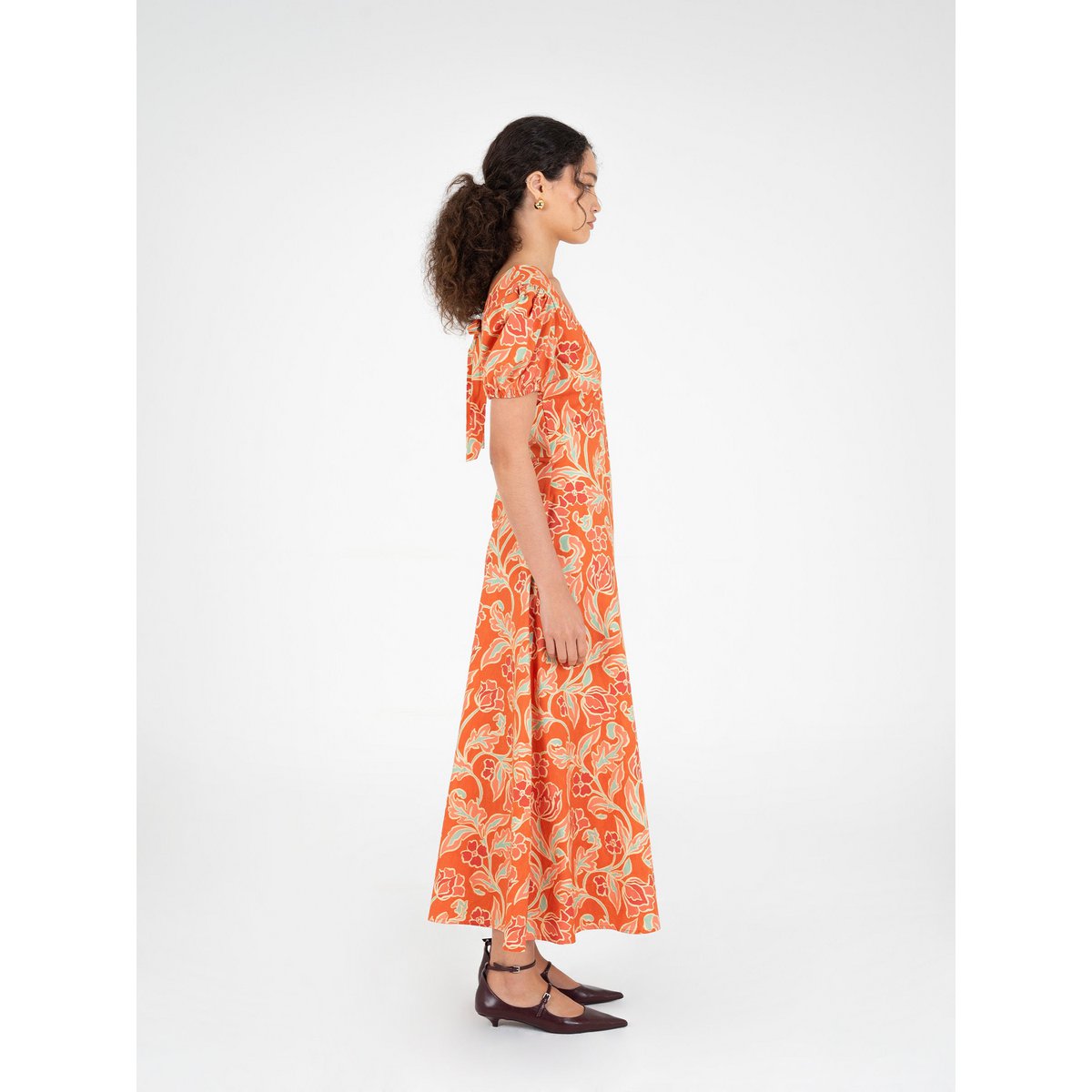 Eros orange kjole med blomsterprint