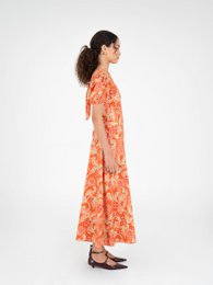 Eros orange kjole med blomsterprint