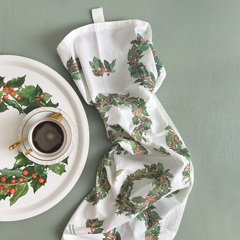Organic tea towel- Holly