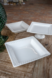 White Square Ceramic Cake Stand H13x28x28
