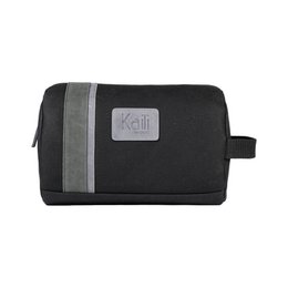 K2005AF | Beauty Case in Canvas 100% Cotton/Genuine Full Grain Leather, Naked. Black colour. Side handle. Zipper closure. Dimensions: 25 x 15 x 17 cm. Packaging: TNT bag