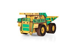 Eco Wood Art (EWA) 3D-Puzzle aus mechanischem Holz, Bergbau-Muldenkipper Belaz-7513E, 4219, Farbe Gelb und Grün, 17 x 10 x 9 cm
