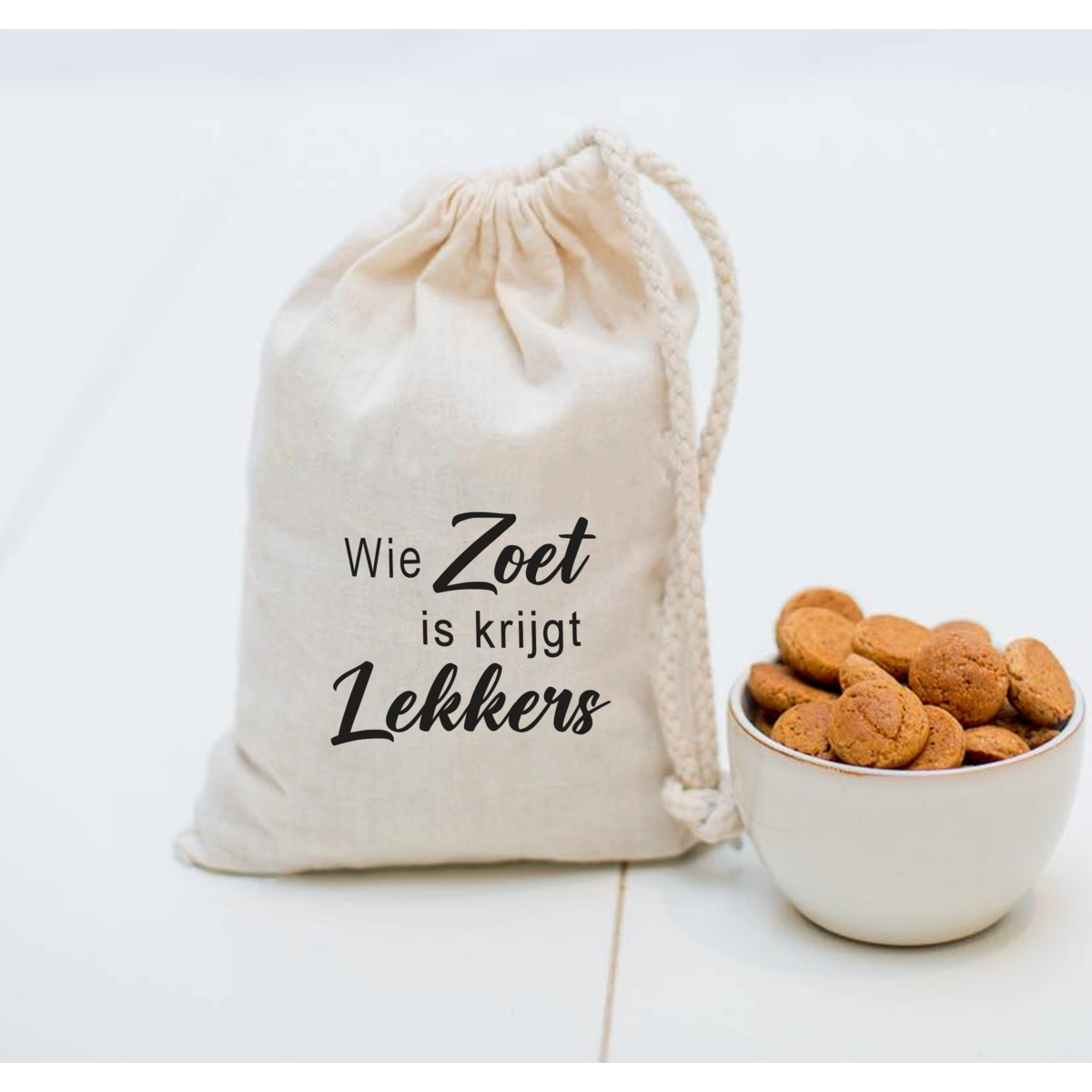 Pepernoten zakje | Wie zoet is krijgt lekkers
