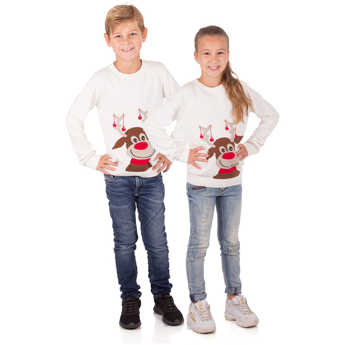 Christmas Sweater Kids - Reindeer White
