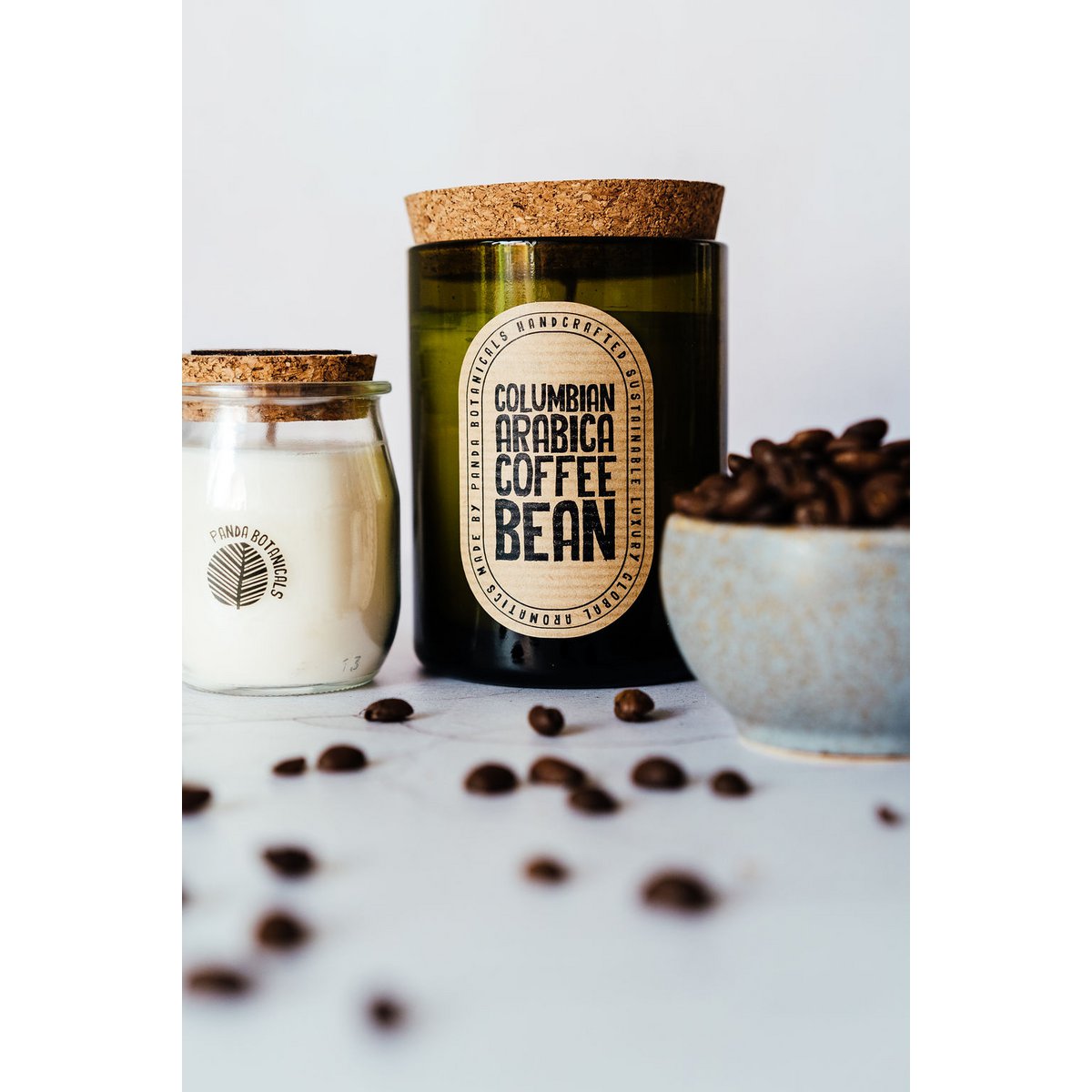 Candela di cera di soia in chicco di caffè Arabica Columbia - Vetro verde