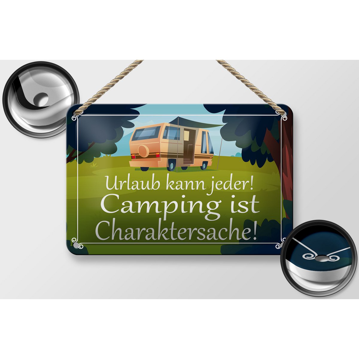 Tin sign saying 18x12cm Everyone can go camping is decoration