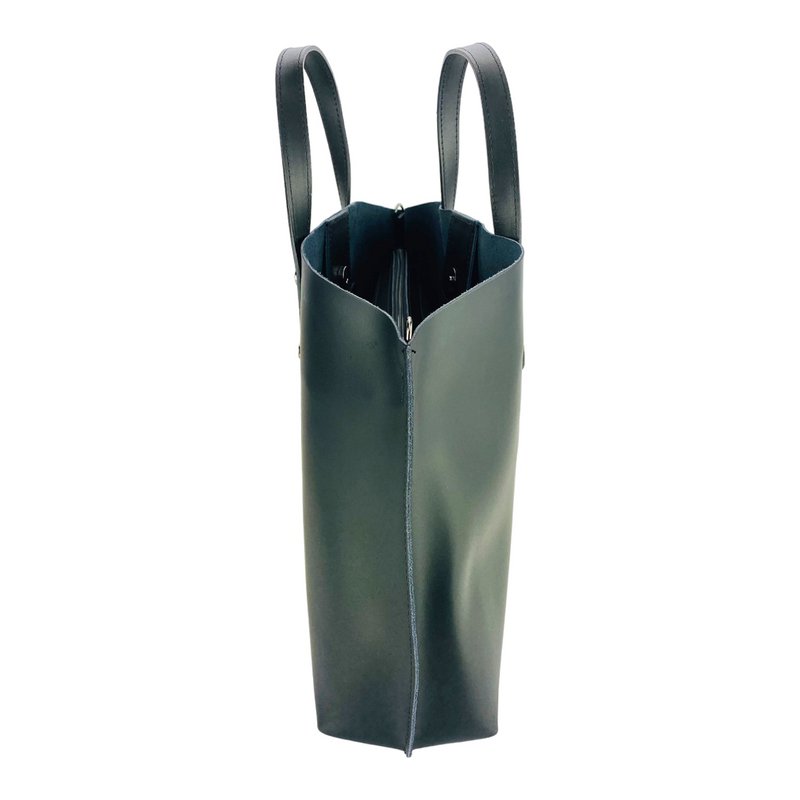 RB1024A | Damehåndtaske i ægte læder Fremstillet i Italien med aftagelig skulderrem. Stor indvendig aftagelig taske. Poleret gunmetal tilbehør - Sort farve - Mål: 48x31x11 cm
