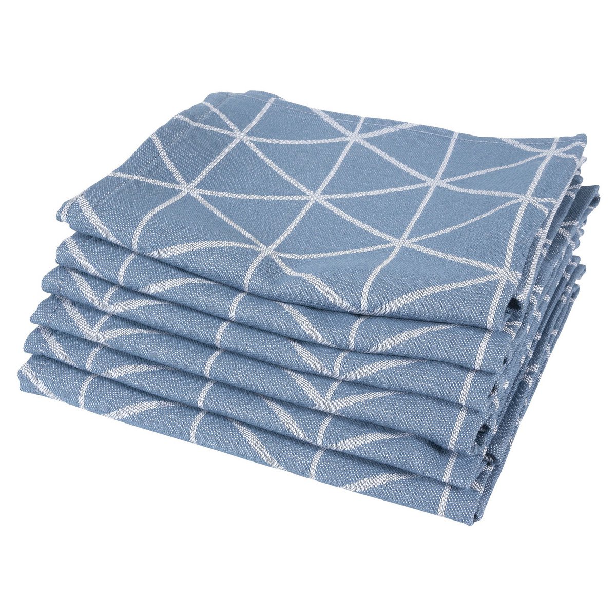 Set de 6 torchons 100% coton Triangle bleu