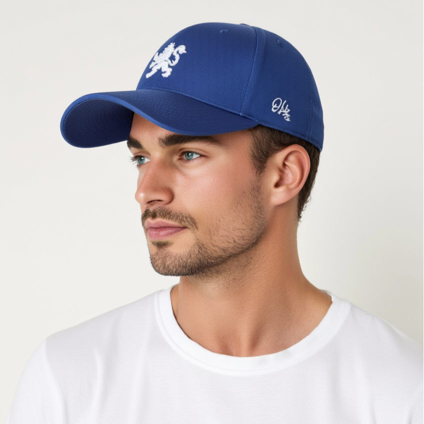 O.Leo baseballkasket - Blå - Hvid løve - Unisex