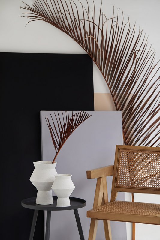 Moderne keramikvase med ru hvid finish, kantet rund form, CUZCO 20 hvid