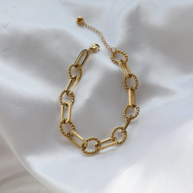Euridice - Bracciale grande con catena a scatola e corda