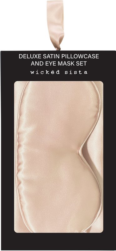 WS Deluxe Satin Pillowcase and Eyemask Set Latte