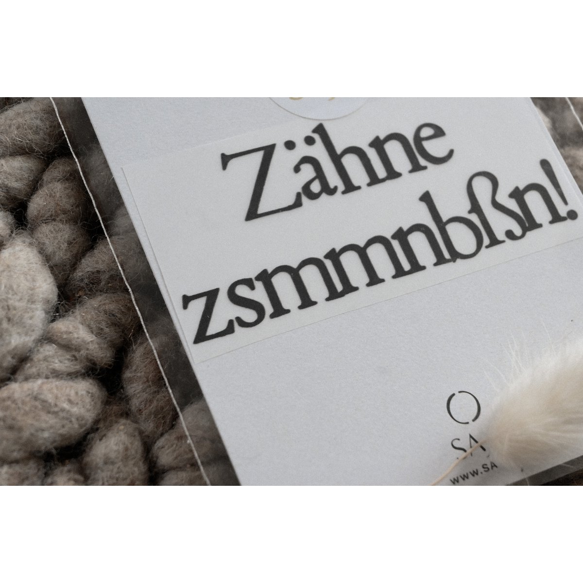 Bügelbild "Zähne zsmmnbßn!"