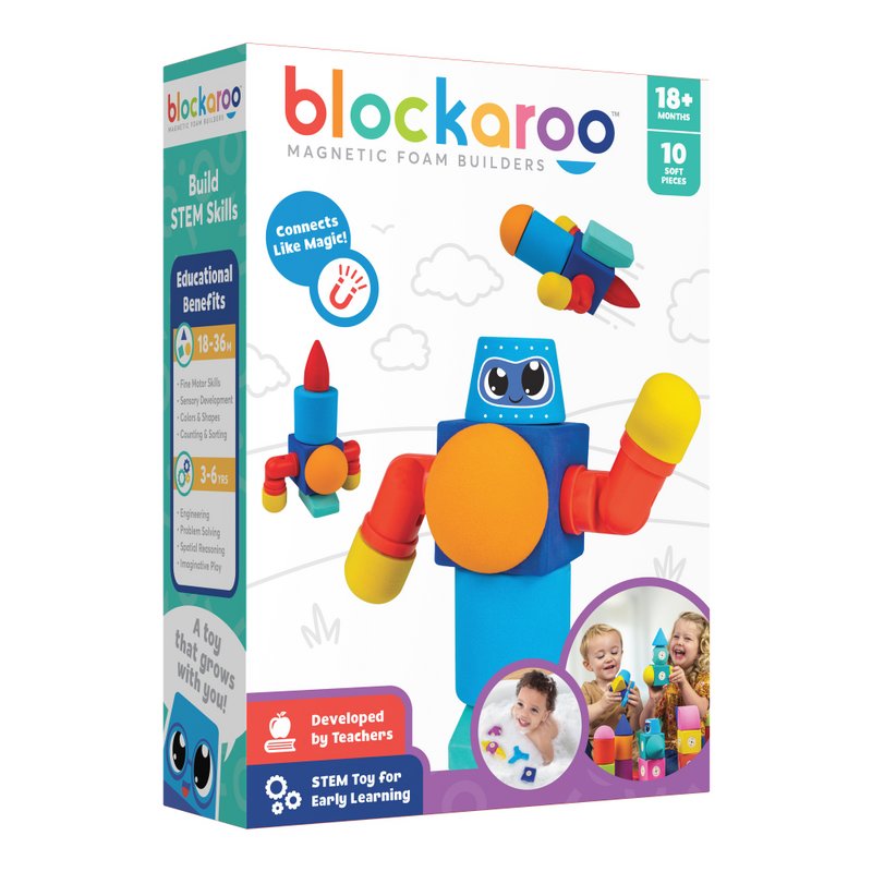Blockaroo Robot Box - 10 stykker - Blødt magnetisk legetøj