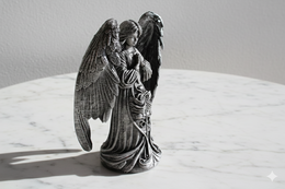 Dekofigur Engel in Schwarz und Silber – handbemalt
