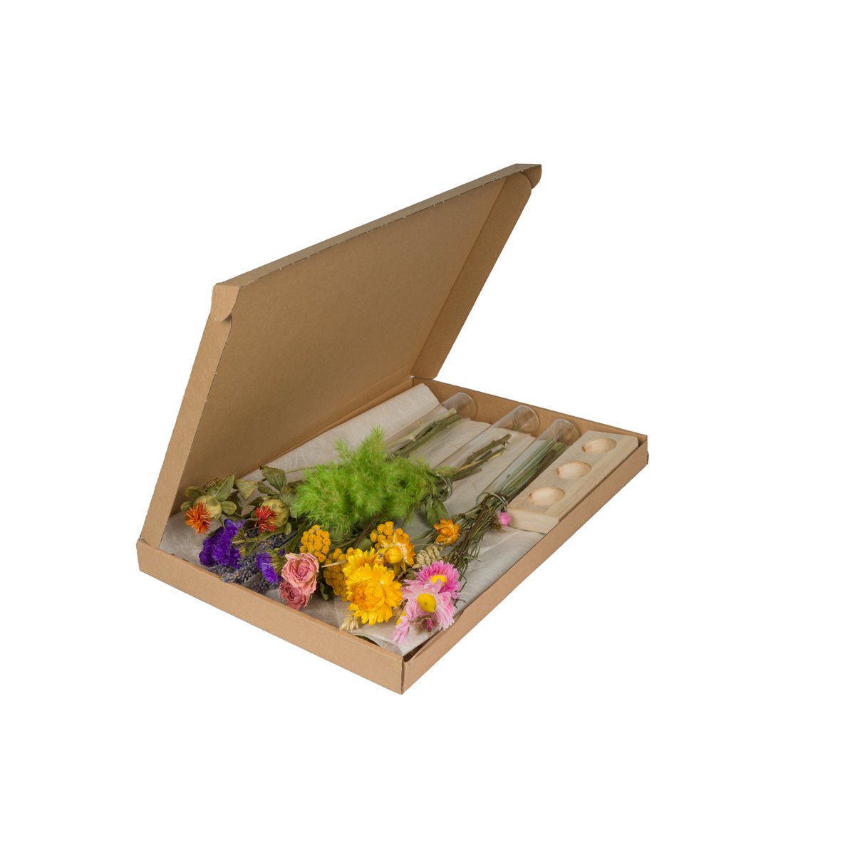 Geschenkbox - Trockenblumen im Briefkasten - Mit Vasen - Multi