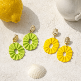 LEMONADE and PISTACHIO - Yellow and Green Artisan Earrings