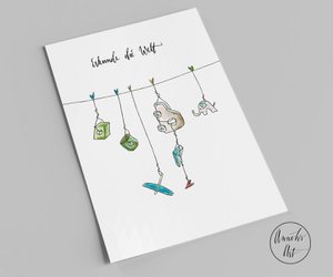 Postkarte zur Geburt - Erkunde die Welt
