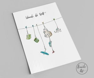 Postkarte zur Geburt - Erkunde die Welt
