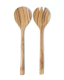 Cuillères à salade en bois de teck naturel Serang