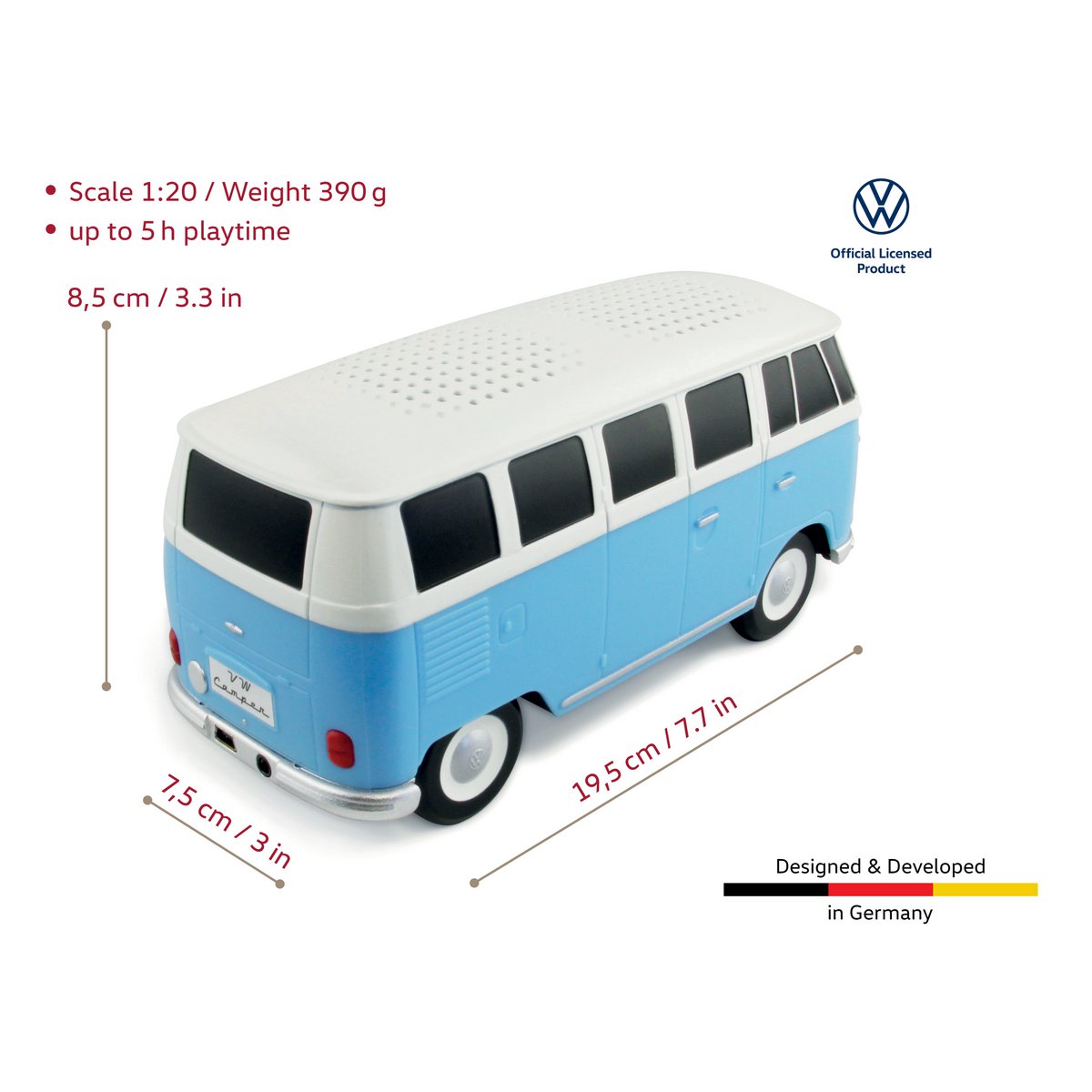 Volkswagen VW T1 Bus Bluetooth Speaker in Geschenkdoos - Blauw