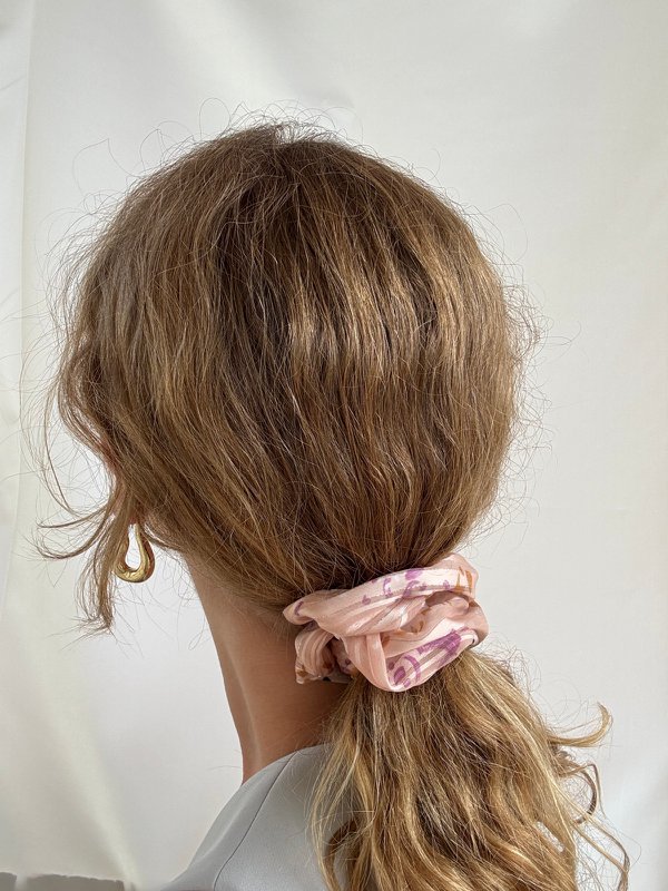 Scrunchie - Rosé Chiffon Blumen - Recycelt