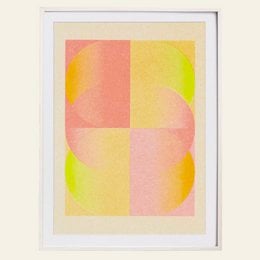 Vibrant yellow lemon artwork with green leaf on a blue background. Minimalist, modern design suitable for kitchen or dining room decor.