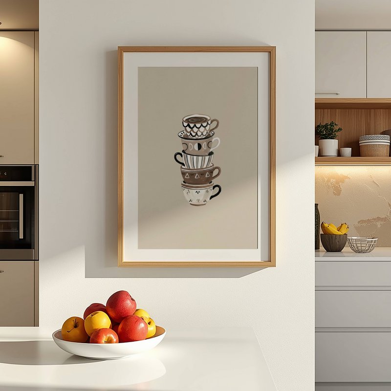 Kaffeetassen-Poster, Kaffee-Kunstdruck, Kaffeetassen-Druck, Kaffeeecken-Druck, Kaffee-Poster, Kaffeetassen-Wandkunst, trendige Küchen-Wandkunst