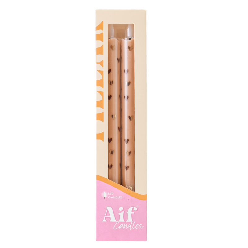 LED-Kerzensäulenherzen Sand RC - 2er-Set