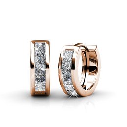 Boucles d'oreilles Square Hoop - Or RosÃ© et Cristal