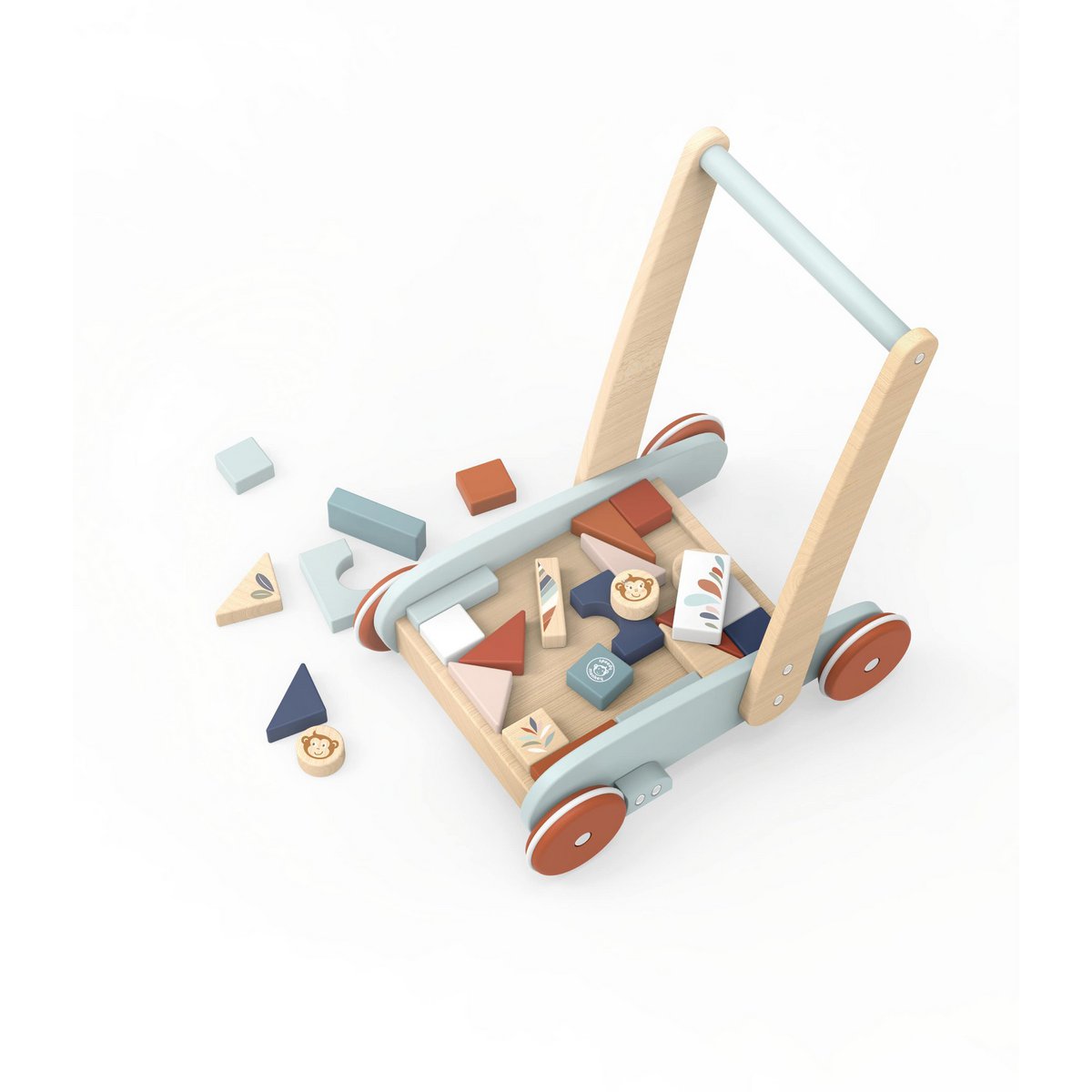 Speedy Monkey – Laufwagen und Formspiel – 27 Blöcke – 35,5 x 25 x 41 cm